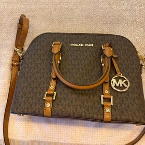 Michael Kors Black and Brown Signature Satchel